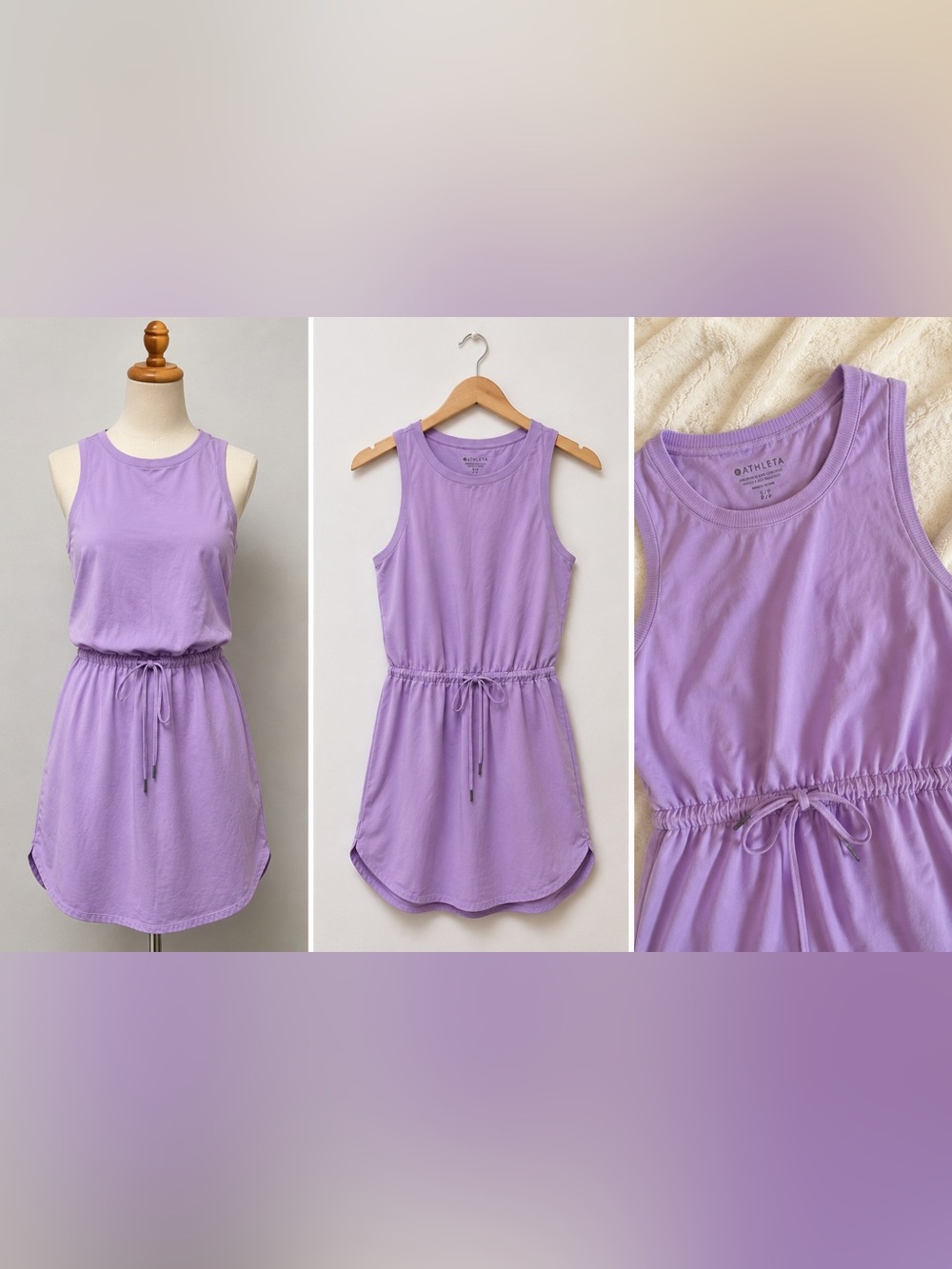 Athleta Lavender Cinch-Waist Tank Dress